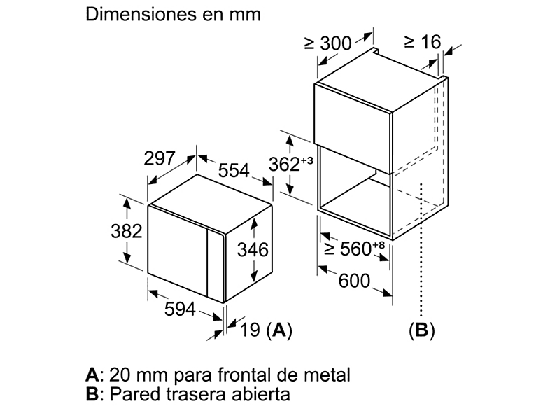 Microondas integrable - Bosch BEL523MS0, 800W, 20 L, Grill, Acero inoxidable — foto 2