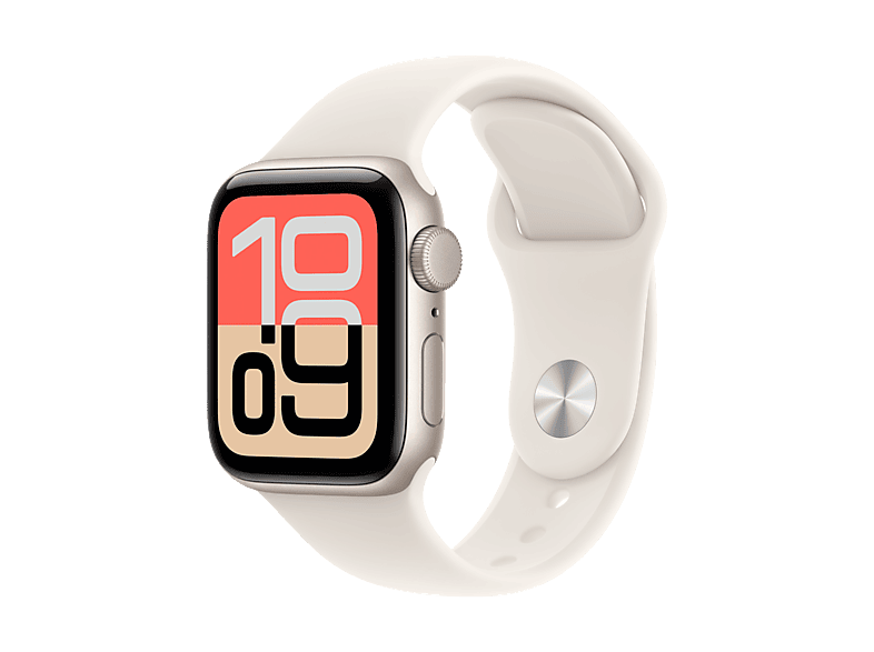 Smartwatch - Apple Watch SE 3 (2025), GPS, 40 mm, Caja de aluminio Blanco estrella, Correa deportiva Blanco estrella, S/M, Calidad del sueño