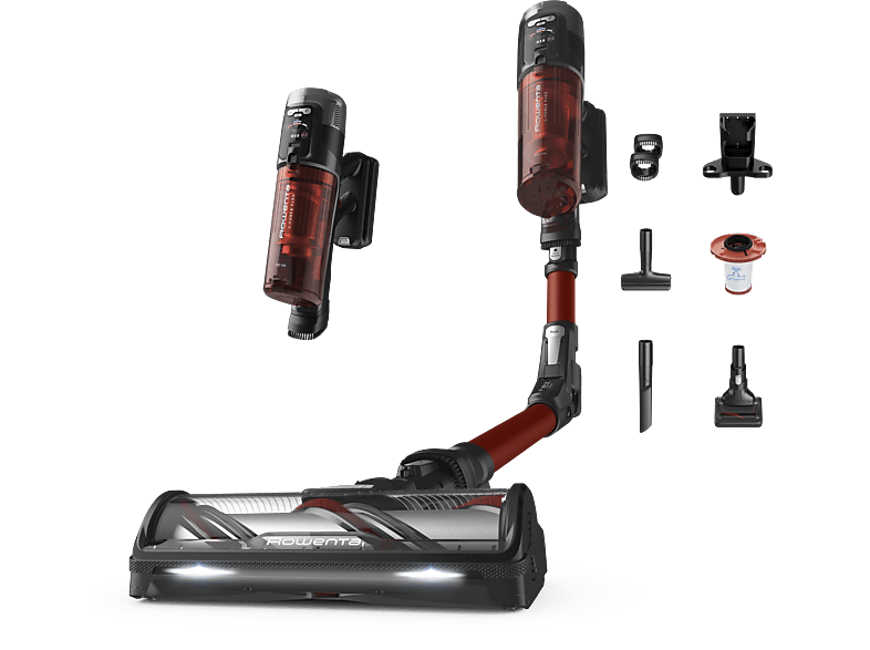 Aspirador escoba - Rowenta RH9A73 X - Force Flex 13.60 Animal Care, 380 W, 0.65 L, 60 min, Sin cables, Multisuperficie, Especial mascotas, Rojo — foto 1