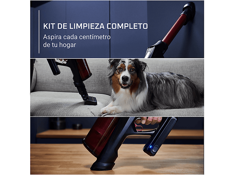Aspirador escoba - Rowenta RH9A73 X - Force Flex 13.60 Animal Care, 380 W, 0.65 L, 60 min, Sin cables, Multisuperficie, Especial mascotas, Rojo — foto 4
