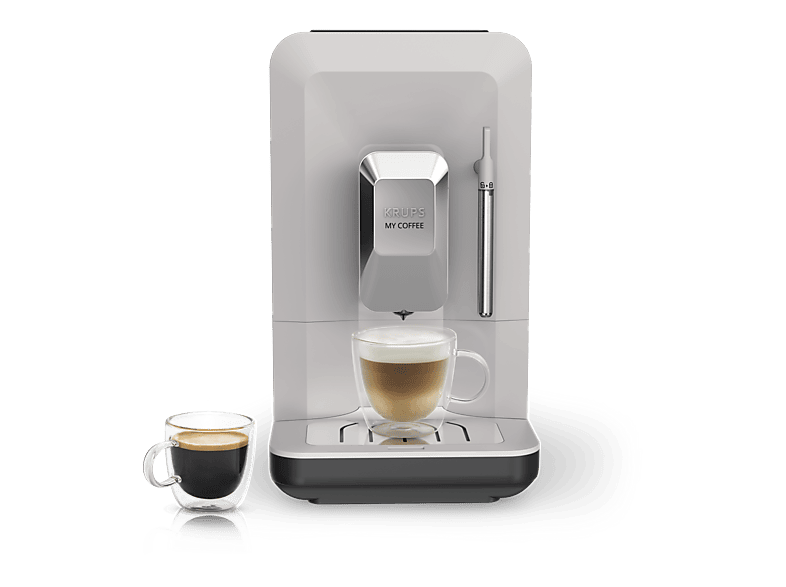 Cafetera superautomática - Krups My Coffee EA201B, 3 recetas de café, Táctil, Molinillo, Bandeja de goteo extraíble, Compacta, 15 bares, Gris