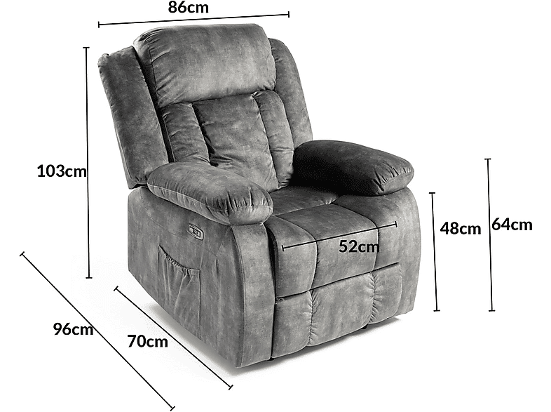 Sillón de masaje - Dupi Innova, Peso máximo 150 kg, Gris — foto 2
