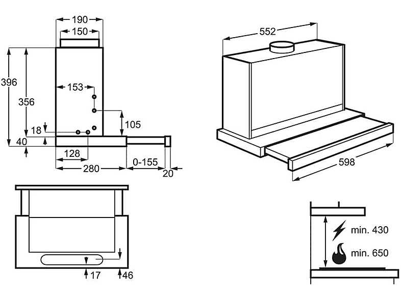 Campana extraíble - AEG Serie 5000 Extractor DPE5660M, 3 velocidades, 495 m³/h, 600 mm — foto 5