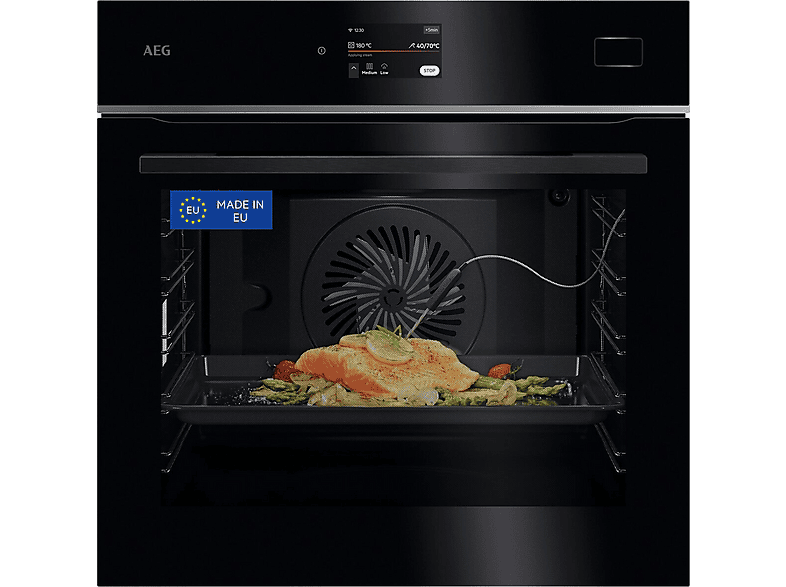 Horno a vapor - AEG TB8SB73ZAB, Multifunción, Hidrolítica, 70 l, Cocción asistida, Conectividad, 60 cm, Negro