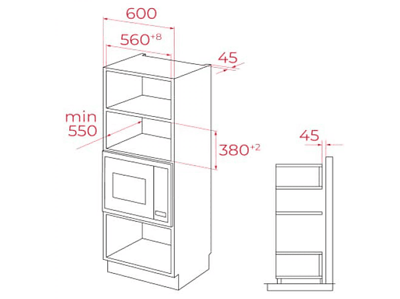 Microondas - Teka MLEG 820 FI FULL BLACK, 1 kW, 5 potencia, 20 l — foto 2