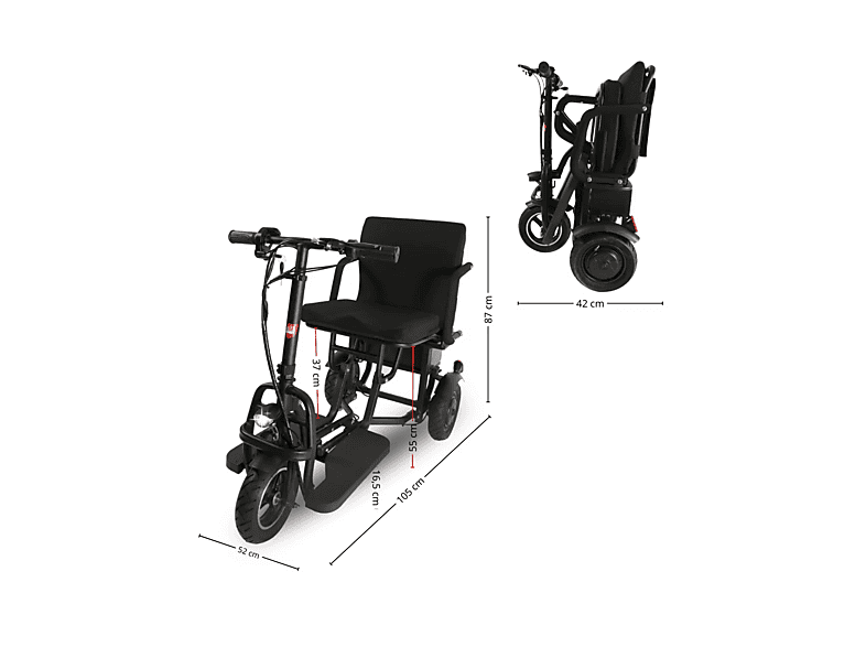 Triciclo eléctrico plegable - Careway Fold Max Power, Black — foto 6
