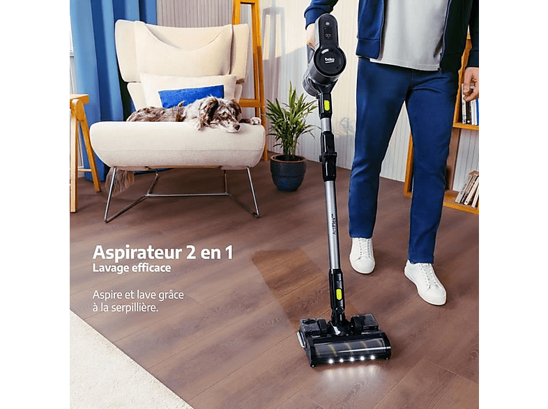 Aspiradora escoba - Beko VRT84225VI, 1,0 W, Potencia de succión 100 W, Depósito 0,1 ml, Gris — foto 2
