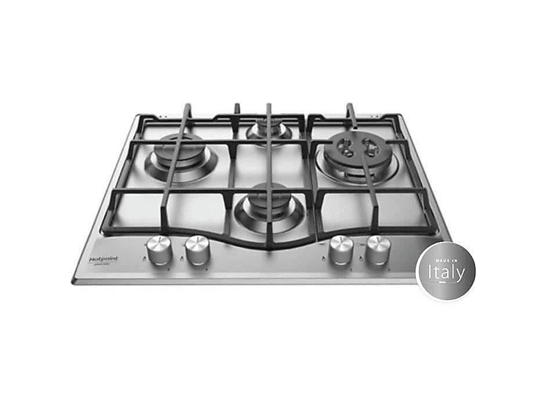 Placa de gas - Hotpoint PCN 641 T/IX/HA, 4 zonas, 600 mm, Acero inoxidable