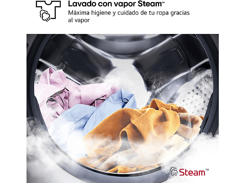 Lavadora carga frontal - LG F0P3CYV2W, 20 kg, 1000 rpm, 14 programas, TurboWash™ 360˚, Steam™, Blanco — foto 8