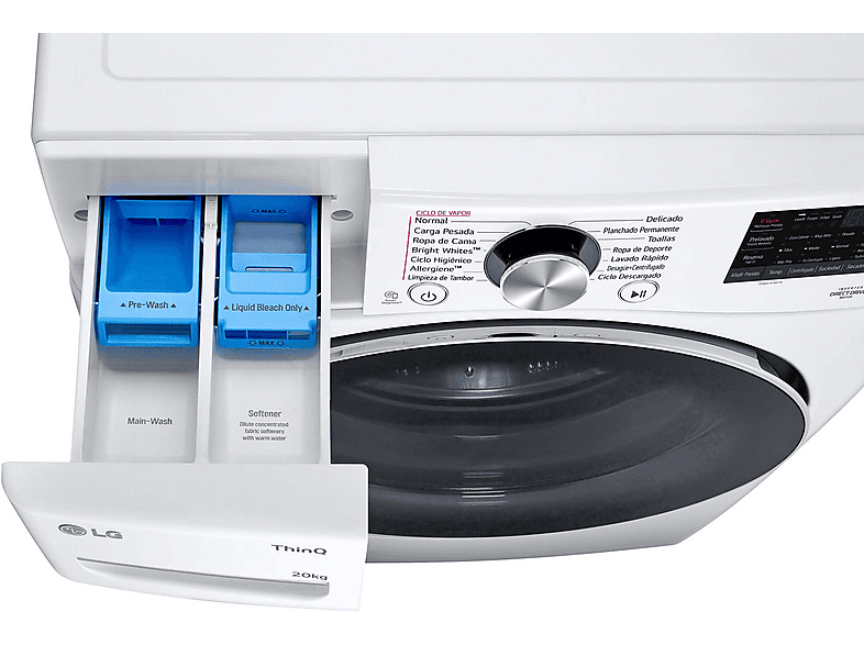 Lavadora carga frontal - LG F0P3CYV2W, 20 kg, 1000 rpm, 14 programas, TurboWash™ 360˚, Steam™, Blanco — foto 13