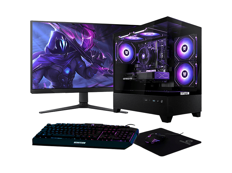Pack PC gaming - Beastcom Q5 Pro Gaming, AMD Ryzen™ 5 8400F, 16 GB RAM, 1 TB SSD, GeForce RTX™ 5060 Ti, Windows 11 Home, Monitor 27 " Full-HD, Negro — foto 1