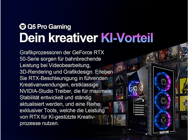Pack PC gaming - Beastcom Q5 Pro Gaming, AMD Ryzen™ 5 8400F, 16 GB RAM, 1 TB SSD, GeForce RTX™ 5060 Ti, Windows 11 Home, Monitor 27 " Full-HD, Negro — foto 8