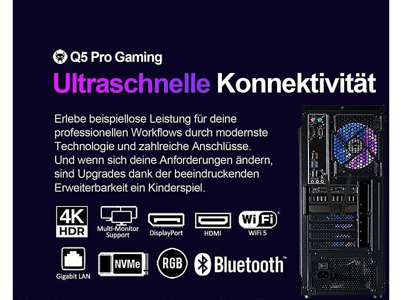 Pack PC gaming - Beastcom Q5 Pro Gaming, AMD Ryzen™ 5 8400F, 16 GB RAM, 1 TB SSD, GeForce RTX™ 5060 Ti, Windows 11 Home, Monitor 27 " Full-HD, Negro — foto 9