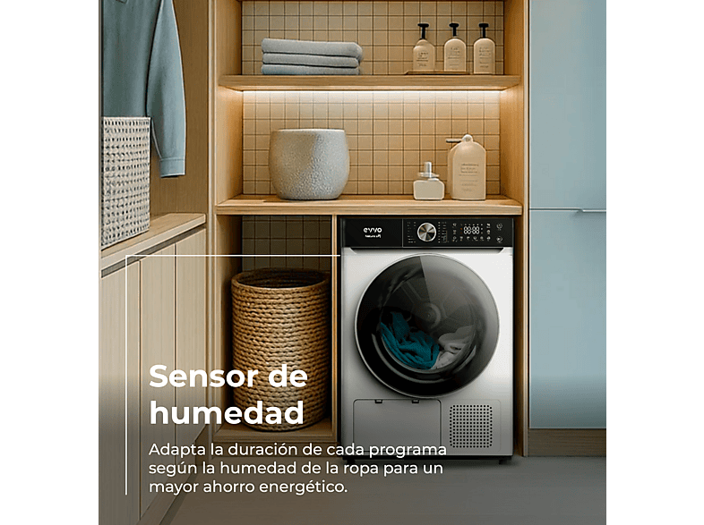 Secadora bomba de calor - Evvo Nature SR10, 10 kg, Blanco — foto 5