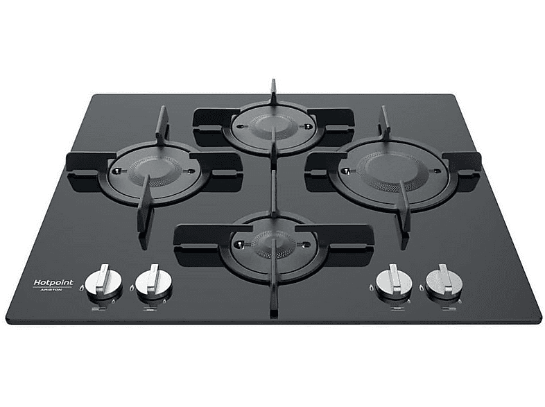 Placa de gas - Hotpoint FTGHG641D/HA(BK), 4 zone(s) zonas, Natural Gas (NG), 60 cm, Negro — foto 2