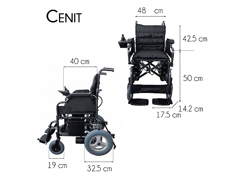 Silla de ruedas eléctrica - Mobiclinic Cenit, Negro — foto 7