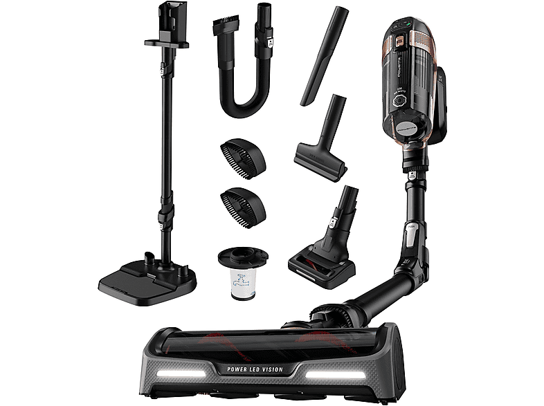 Aspirador escoba - Rowenta RH99F1, 550 W, Potencia de succión 230 AirWatt, Depósito 0,9 l, Autonomía 80 min, Negro