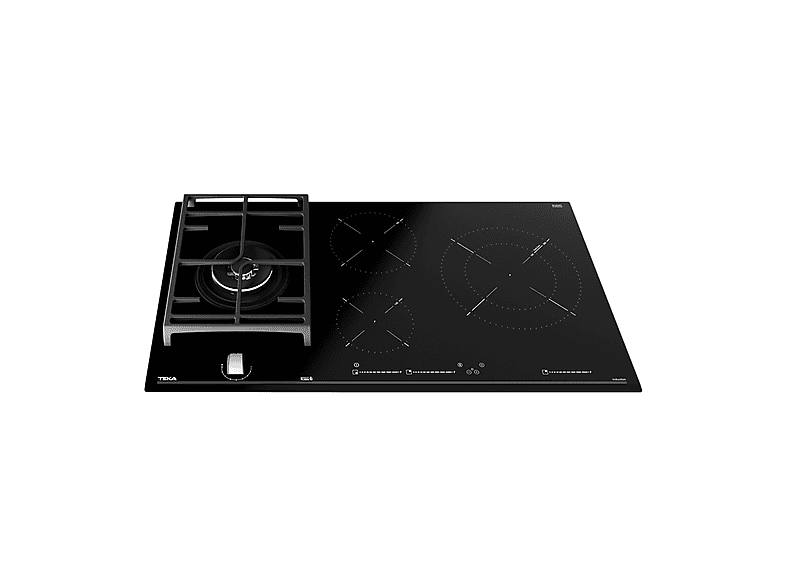 Placa híbrida - Teka JZC 94313 ABN, Inducción + Gas, 4 zonas, Zona grande 28 cm, Gas natural, 90 cm, Negro — foto 6