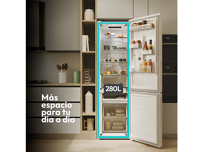 Frigorífico combi - Candy City Fresco CNCQ2T518EW, Total No Frost Circle+, 182 cm, 279 l, Iluminación LED, Blanco — foto 4