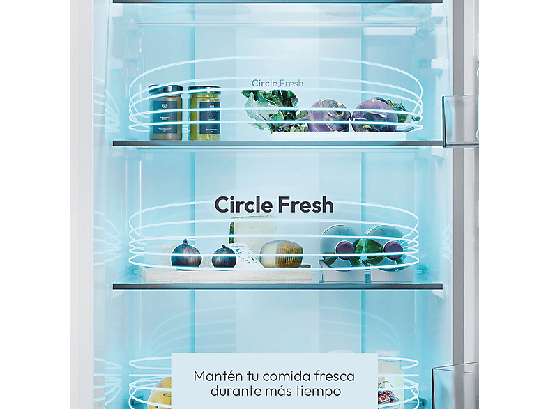 Frigorífico combi - Candy City Fresco CNCQ2T518EW, Total No Frost Circle+, 182 cm, 279 l, Iluminación LED, Blanco — foto 6