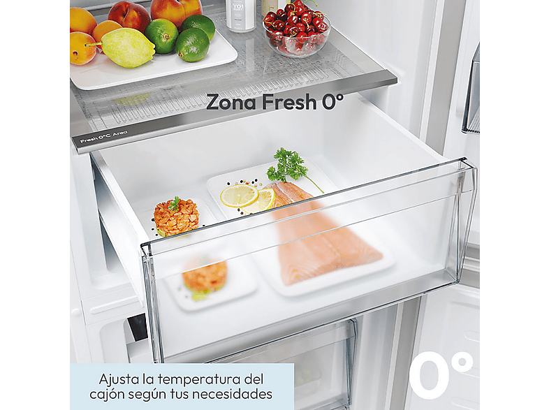 Frigorífico combi - Candy City Fresco CNCQ2T518EW, Total No Frost Circle+, 182 cm, 279 l, Iluminación LED, Blanco — foto 7