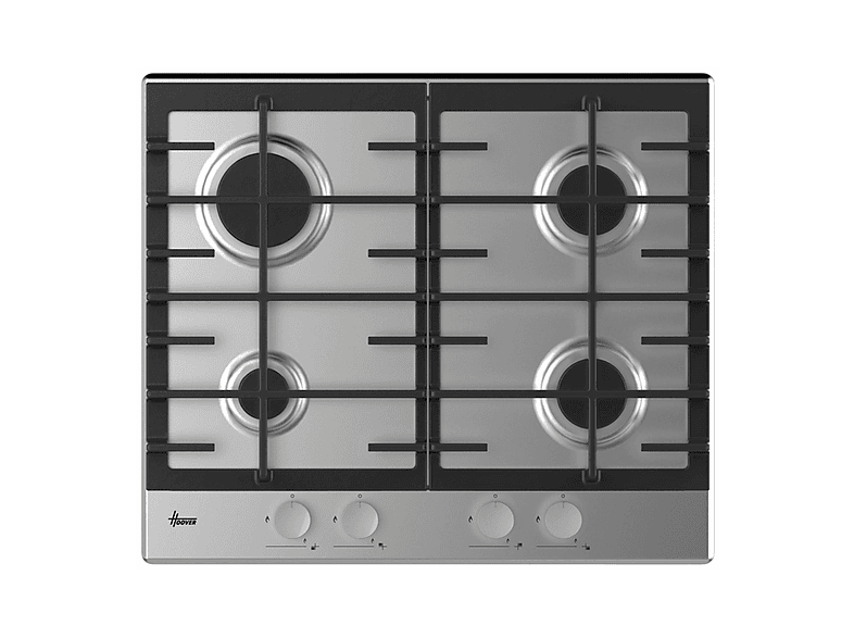 Placa de gas - Hoover H-HOB 300 GAS HHG6BRMX, 4 zone(s) zonas, NG + LPG (Butane), 595 cm, Acero inoxidable — foto 1