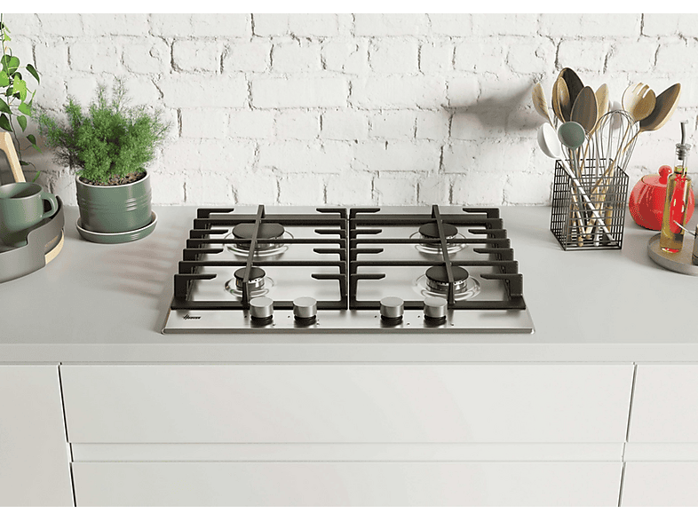 Placa de gas - Hoover H-HOB 300 GAS HHG6BRMX, 4 zone(s) zonas, NG + LPG (Butane), 595 cm, Acero inoxidable — foto 2