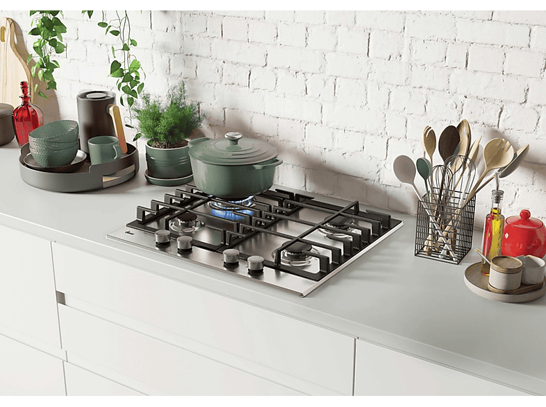 Placa de gas - Hoover H-HOB 300 GAS HHG6BRMX, 4 zone(s) zonas, NG + LPG (Butane), 595 cm, Acero inoxidable — foto 3