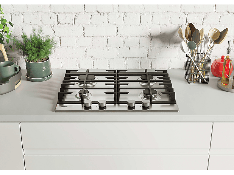 Placa de gas - Hoover H-HOB 300 GAS HHG6BRMX, 4 zone(s) zonas, NG + LPG (Butane), 595 cm, Acero inoxidable — foto 4