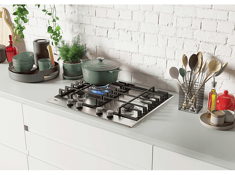Placa de gas - Hoover H-HOB 300 GAS HHG6BRMX, 4 zone(s) zonas, NG + LPG (Butane), 595 cm, Acero inoxidable — foto 5
