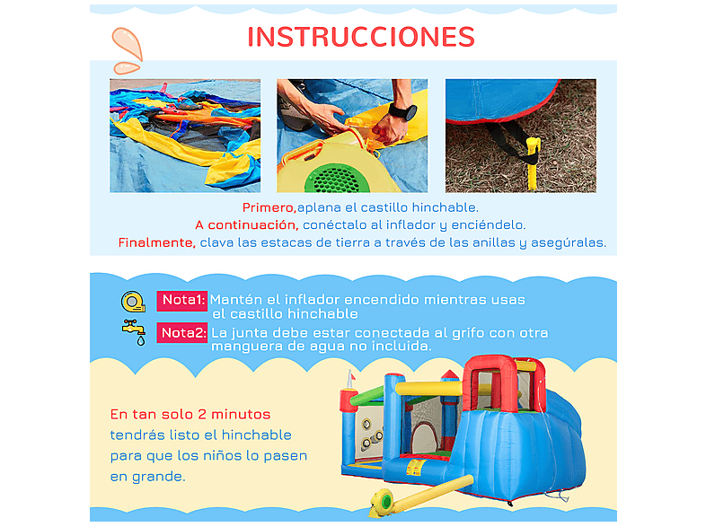 Castillo Hinchable - Outsunny 342-040V90, a partir de 5 año(s), Multicolor — foto 4