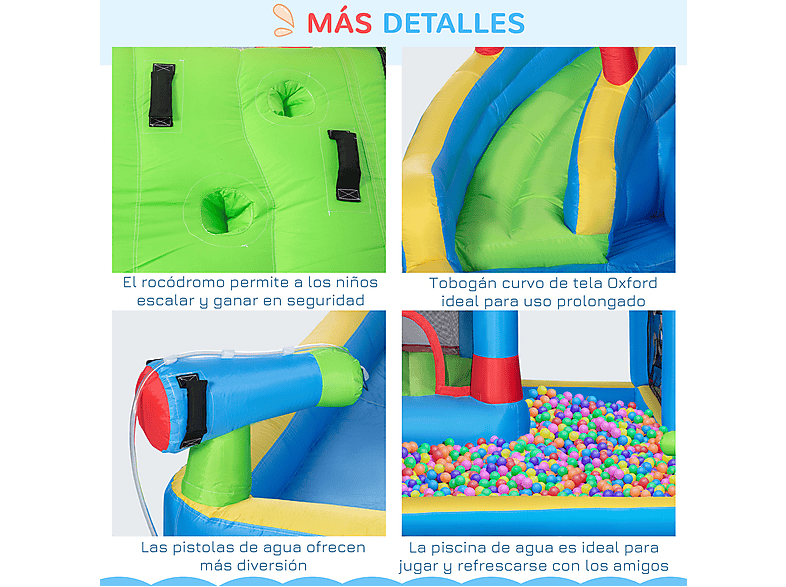 Castillo Hinchable - Outsunny 342-040V90, a partir de 5 año(s), Multicolor — foto 6