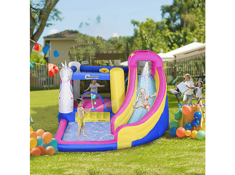 Castillo Inflable Infantil - Outsunny 342-027V90, a partir de 3 año(s), Multicolor — foto 2