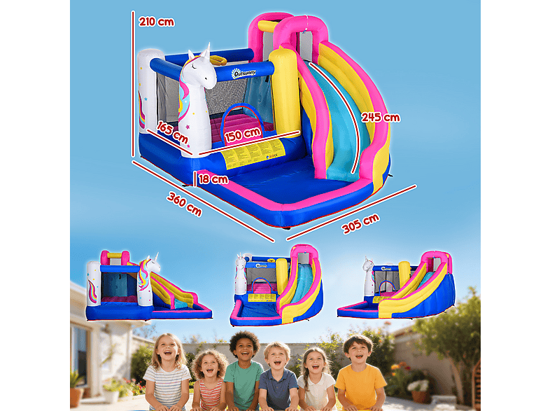 Castillo Inflable Infantil - Outsunny 342-027V90, a partir de 3 año(s), Multicolor — foto 3