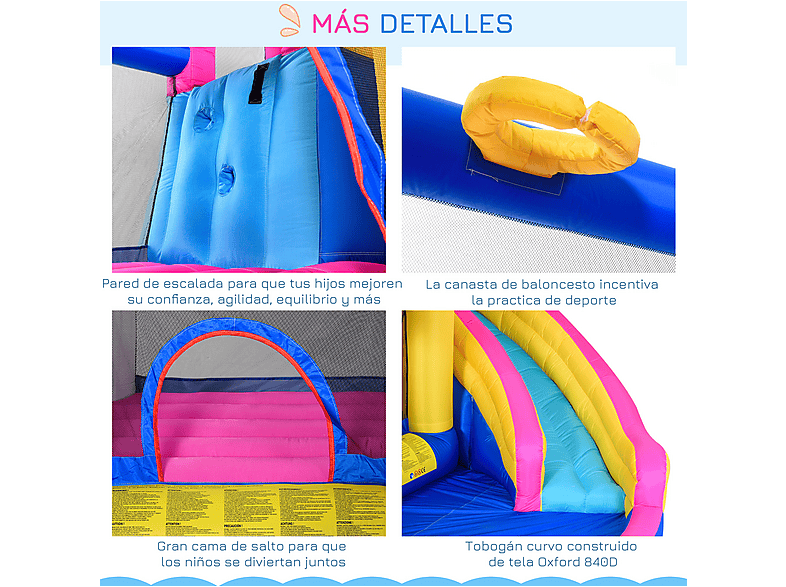 Castillo Inflable Infantil - Outsunny 342-027V90, a partir de 3 año(s), Multicolor — foto 4