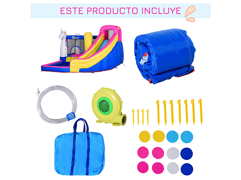 Castillo Inflable Infantil - Outsunny 342-027V90, a partir de 3 año(s), Multicolor — foto 5