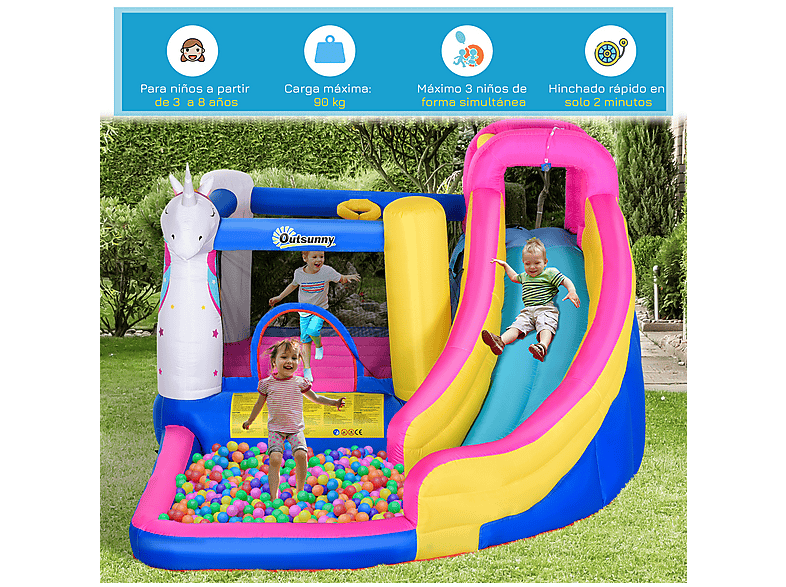 Castillo Inflable Infantil - Outsunny 342-027V90, a partir de 3 año(s), Multicolor — foto 6