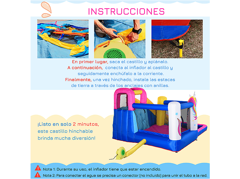 Castillo Inflable Infantil - Outsunny 342-027V90, a partir de 3 año(s), Multicolor — foto 8