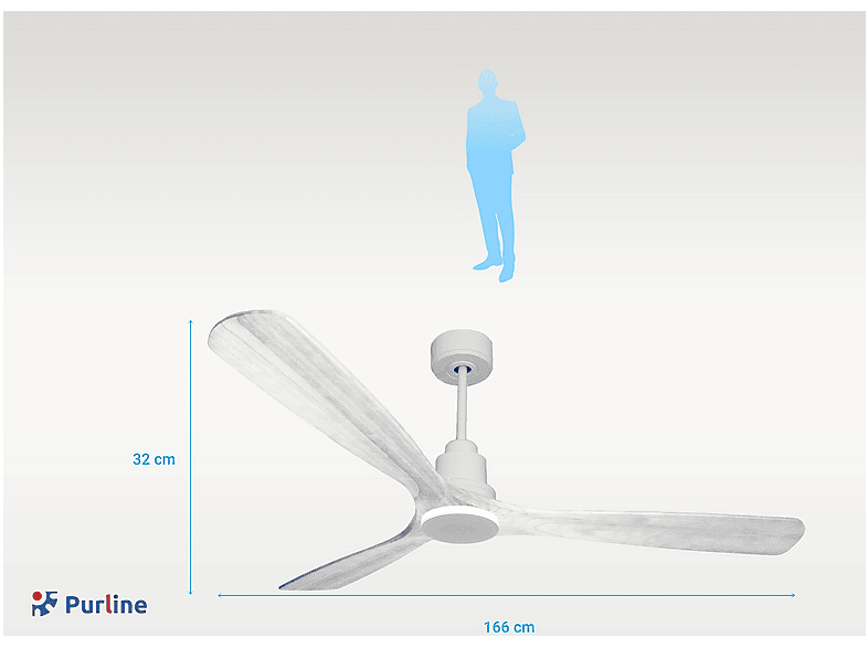 Ventilador de techo - Purline MadeiraD166C0464421, 6 velocidades, Blanco — foto 2
