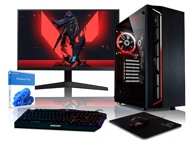 Pack PC Gaming - Beastcom Q3 | Essential Gaming, AMD Ryzen™ 5 3400G, 8 GB RAM, 512 GB SSD, Radeon™ RX Vega 11, Windows 11 Home, Monitor 24 " UHD 4K