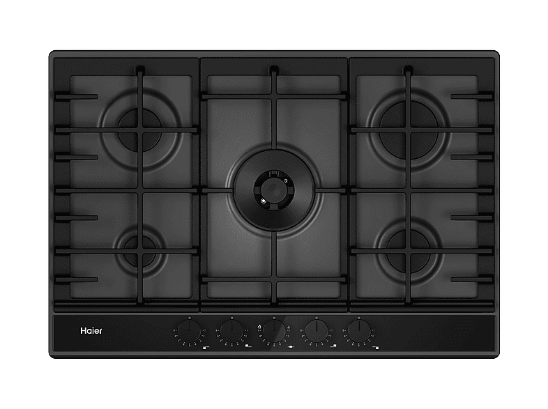 Placa de gas - Haier Series 6 HAHG7W5TEB, 5 zone(s) zonas, NG + LPG (Butane), 745 mm, Negro