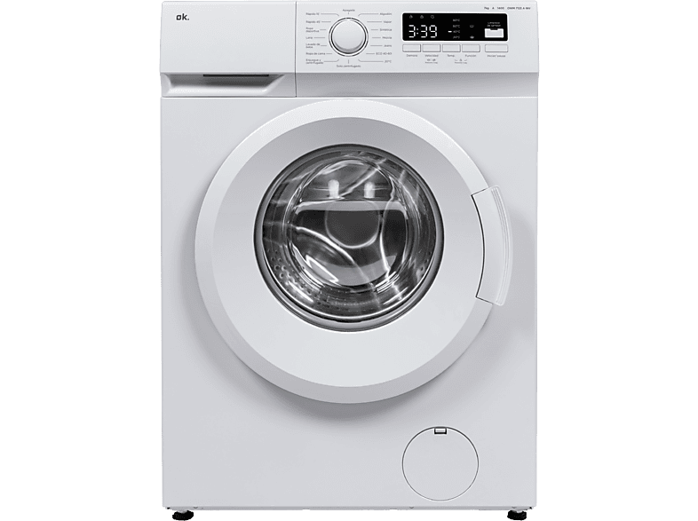 Lavadora carga frontal - OK . OWM 7123 A INV, 7 kg, 1400 rpm, 15 Programas, Motor Inverter, Función vapor, Blanco