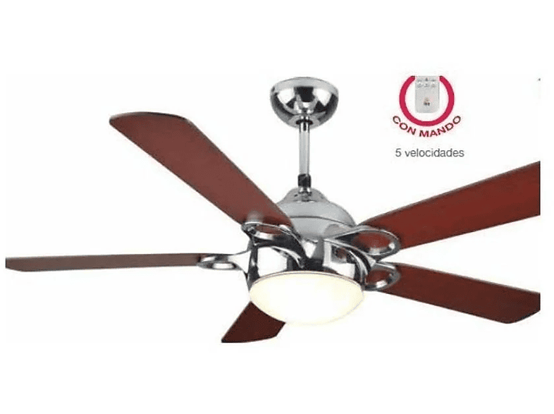 Ventilador de techo - FM Calefacción VT-2005 L, 25,8 W, 5 velocidades, Inox