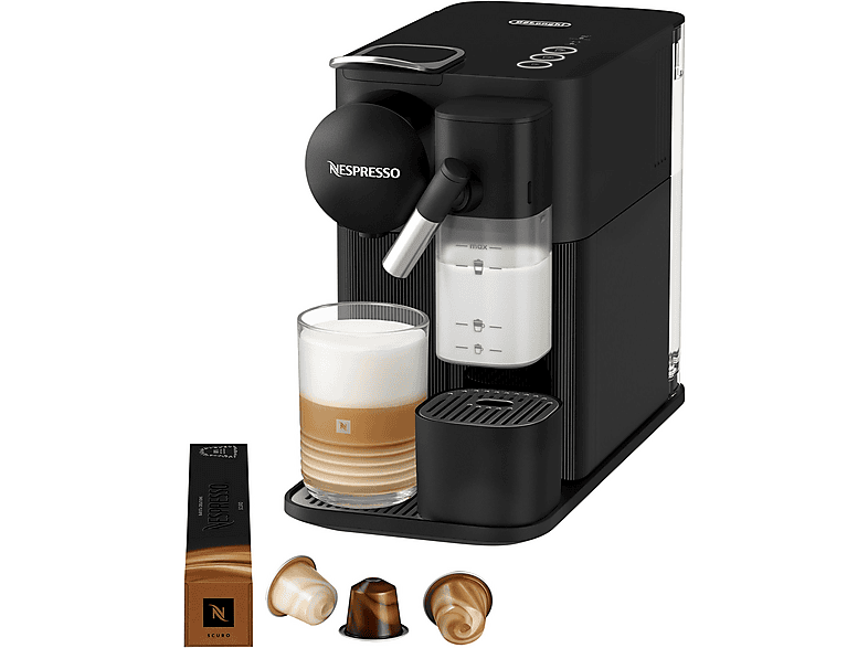 Cafetera de cápsulas - Delonghi EN510.B LATTISSIMA ONE NEW OR, 19 bar, 165 ml, 1450 W, Negro