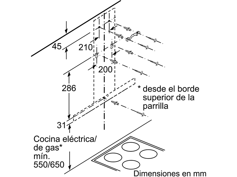 Campana decorativa - Bosch DWB67IM50, Decorativa, 720 m³/h, 3 velocidades + intensiva, 60 cm, Clase B, Inox — foto 9