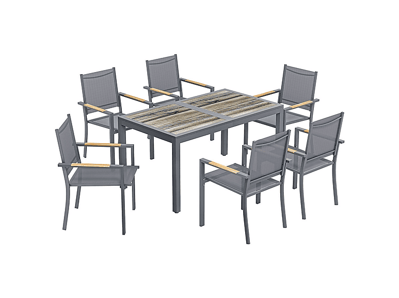 Conjunto de jardín - Outsunny 84K-106V00CG, Acero Galvanizado, Textilene, 80 cm x 140 cm, Gris Oscuro
