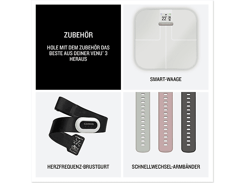Smartwatch - Garmin VENU 3S, PEBBLE GRAY AND SLATE, WW, Negro — foto 8