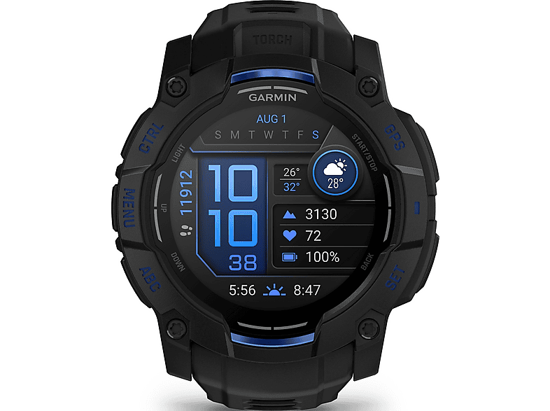 Smartwatch - Garmin Instinct 3, Aluminio, Polímero reforzado con fibra de vidrio (GFRP, Glass Fiber Reinforced Polymer), Negro — foto 2