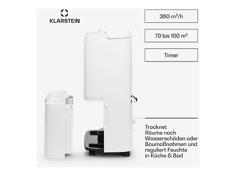 Deshumidificador - Klarstein DryFy Connect, 7 l, 55 m², Blanco — foto 4