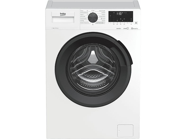 Lavadora carga frontal - Beko WRA 9714 XW DR, 9 kg, 1400 rpm, 15 programas, Blanco